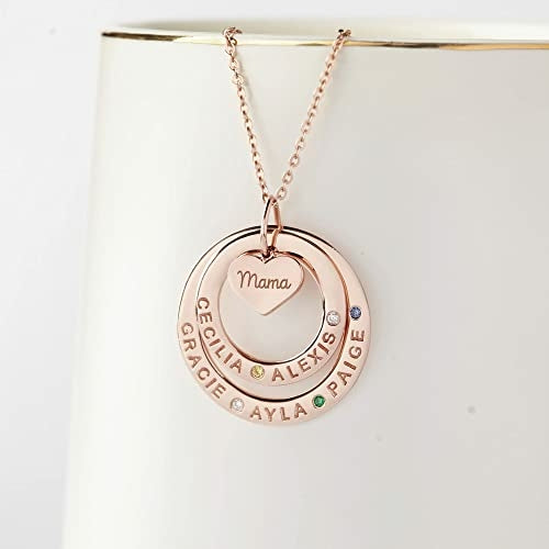 Grandma Necklace Birthstone, Grandkids Names Necklace, Nana Jewelry